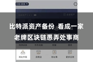 比特派资产备份  看成一家老牌区块链愚弄处事商